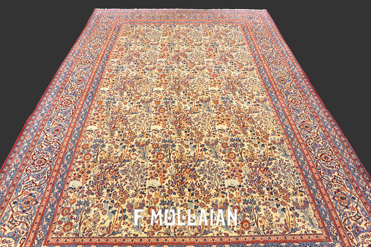 All-over Persian Nain Tudeshk Hand-knotted Semi-Antique Rug n°:360465